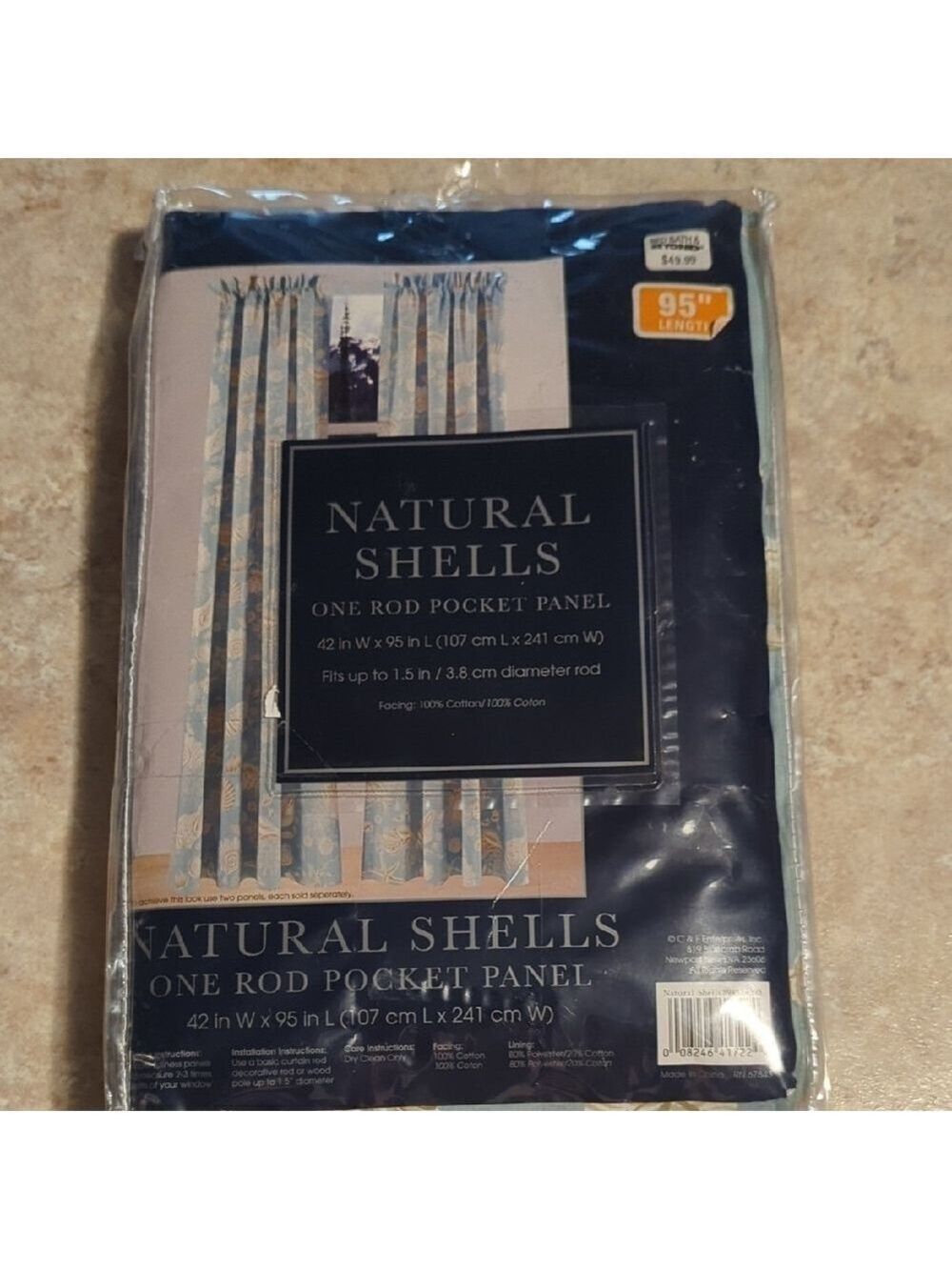 Shells Rod Pocket Panel Curtain 95 Inch Beach House Summer